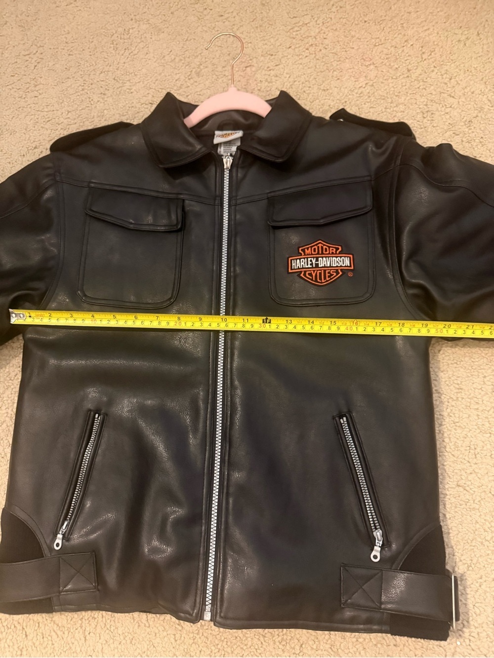Harley-Davidson Women’s Black Faux Leather Moto Jacket Embroidered Logo M - Picture 5 of 11